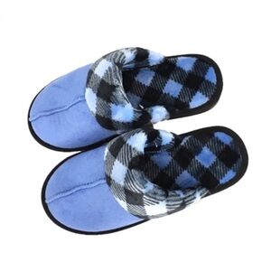 NEW Vera Bradley Blue Multi Fleece Lined Cushioned Slippers 7/8